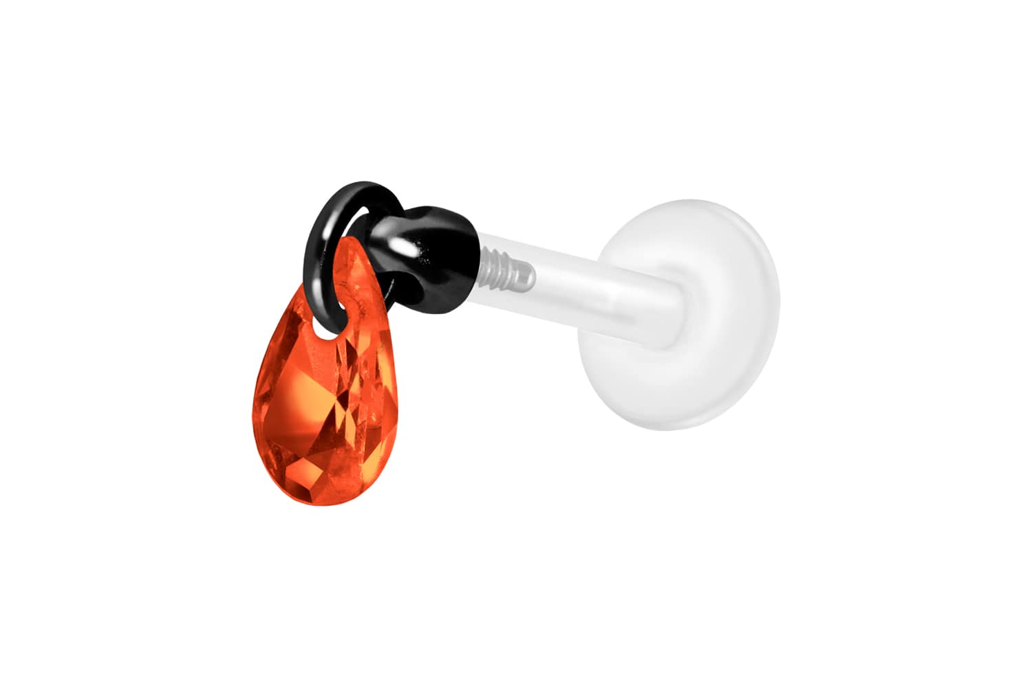 PTFE Labret Piercing mit Innengewinde + Titan-Aufsatz KRISTALLTROPFEN